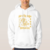 2024 Year Of Dragon Peace And Love Gold White.
