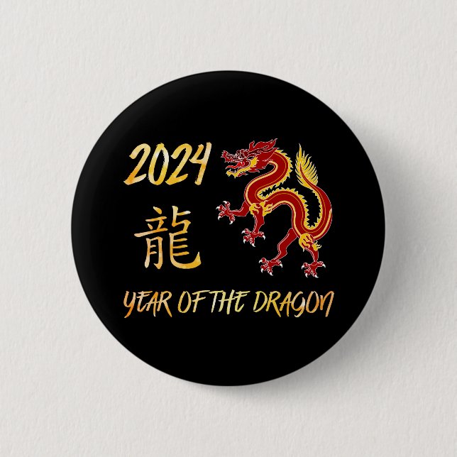 2024 Year Of The Dragon 6 Cm Round Badge (Front)
