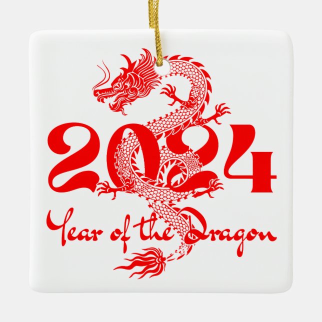 2024 Year of the Dragon Chinese New Year Ceramic Ornament (Front)