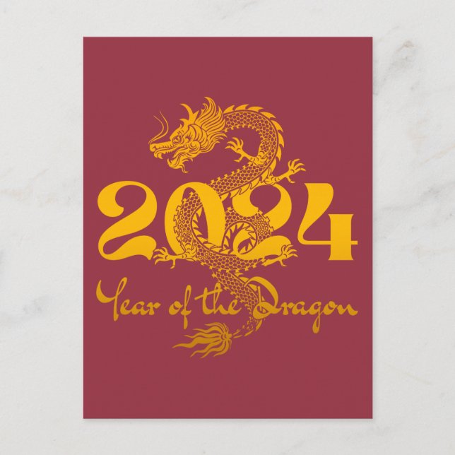 2024 Year of the Dragon Chinese New Year Postcard (Front)