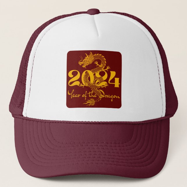 2024 Year of the Dragon Chinese New Year Trucker Hat (Front)
