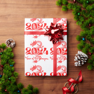 2024 Year of the Dragon Chinese New Year Wrapping Paper