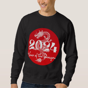 2024 year of the dragon red white sweatshirt