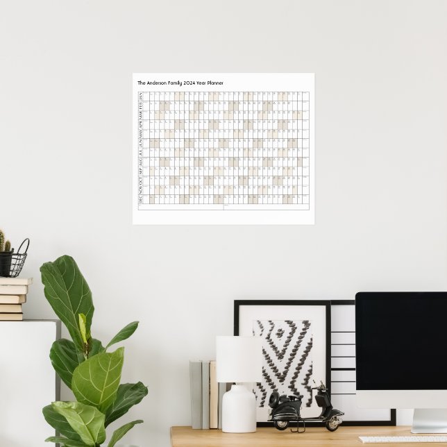 2024 Year Planner Family Name Office Calendar Poster (Home Office)