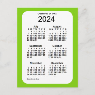 2024 Yellow Green 6 Month Mini Calendar by Janz Postcard
