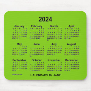 2024 Yellow Green Calendar by Janz Mouse Pad