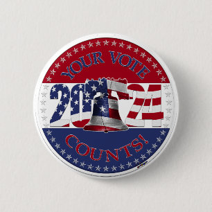 2024 Your Vote Counts Liberty Bell USA Flag 6 Cm Round Badge