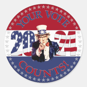 2024 Your Vote Counts Uncle Sam Classic Round Sticker