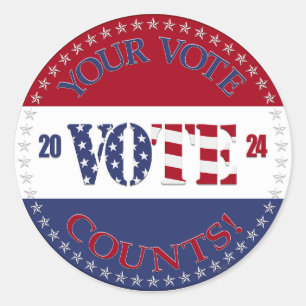 2024 Your Vote Counts USA Flag VOTE Classic Round Sticker