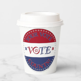 2024 Your Vote Counts VOTE Script Paper Cups