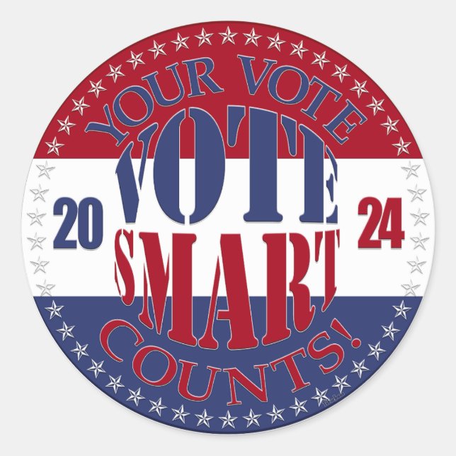 2024 Your Vote Counts Vote Smart Classic Round Sticker (Front)