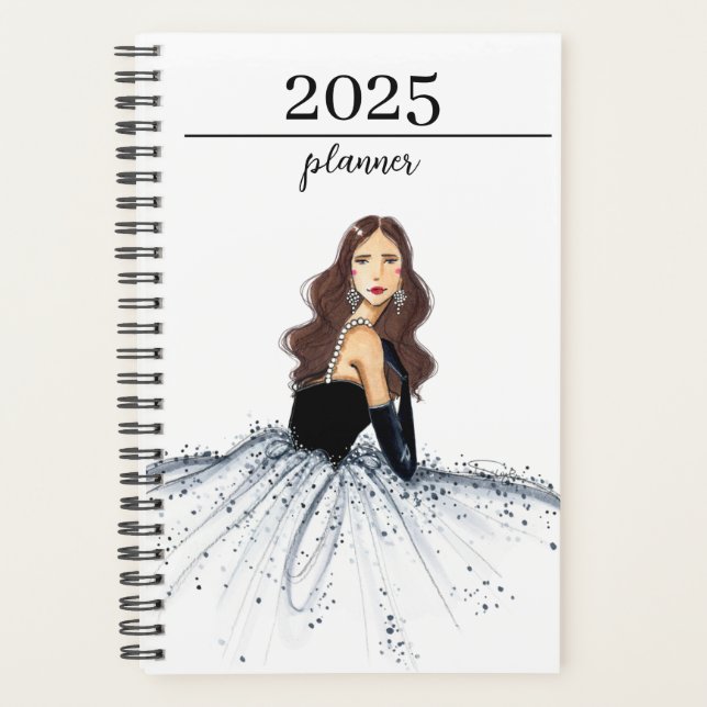 2025 12 Month Fashion Illustrated Calendar  Planner (Front)
