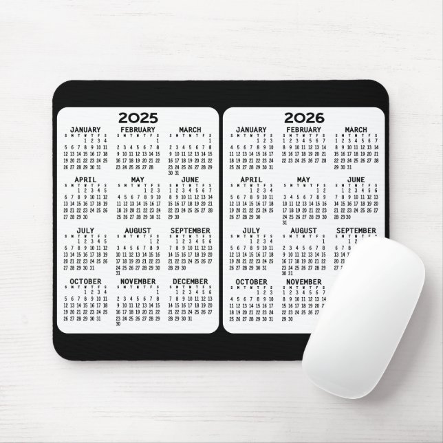 2025 2026 - 2 Year Calendar - year view Mouse Pad (With Mouse)