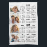 2025 2026 Calendar with 4 Photo Collage Tea Towel<br><div class="desc">A 4 photo collage with a 2025 and 2026 calendar. A fun item for the New Year. Add 4 square photos to this design. With a little bit of work, you can change the background colour and the calendar colour when you click on the customise option and choose different colours....</div>