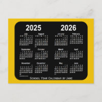2025-2026 Gold Neon Mini School Calendar by Janz