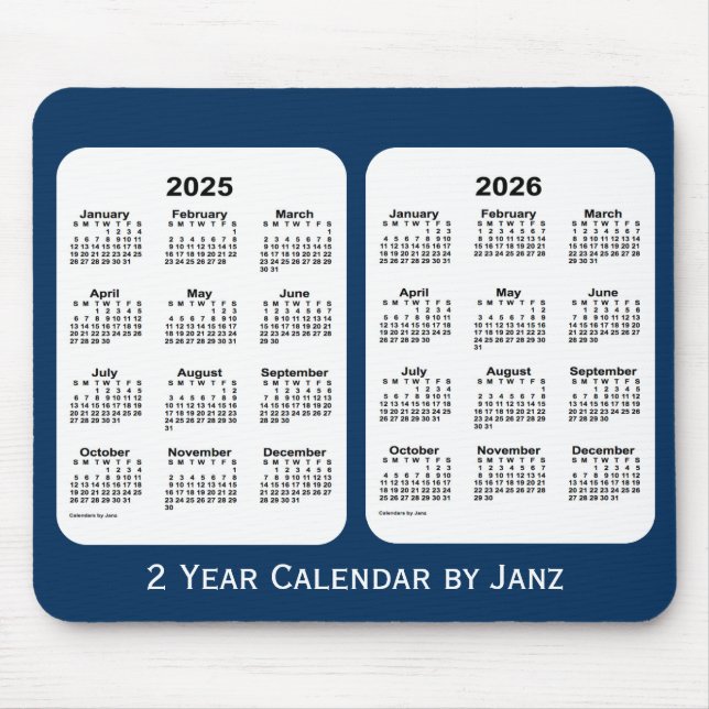 2025-2026 Police Box Blue 2 Year Calendar by Janz Mouse Pad (Front)