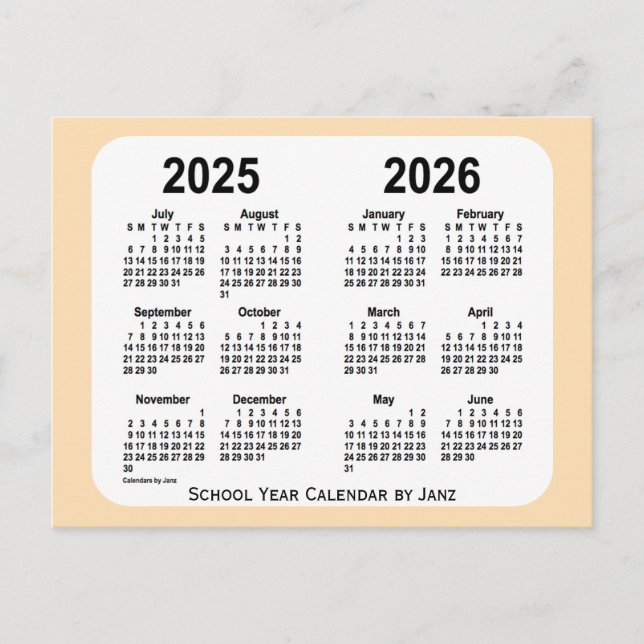 2025-2026 Wheat Mini School Calendar by Janz Postcard (Front)