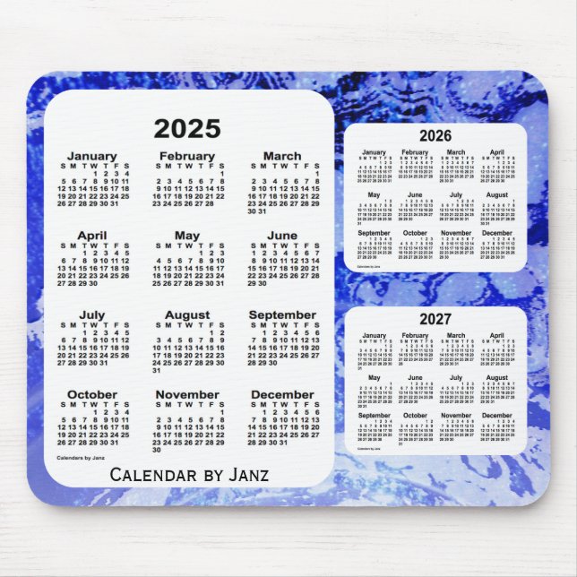 2025-2027 Blue Galaxy 3 Year Calendar by Janz Mouse Pad (Front)