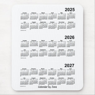 2025-2027 White 3 Year Calendar by Janz Mouse Pad