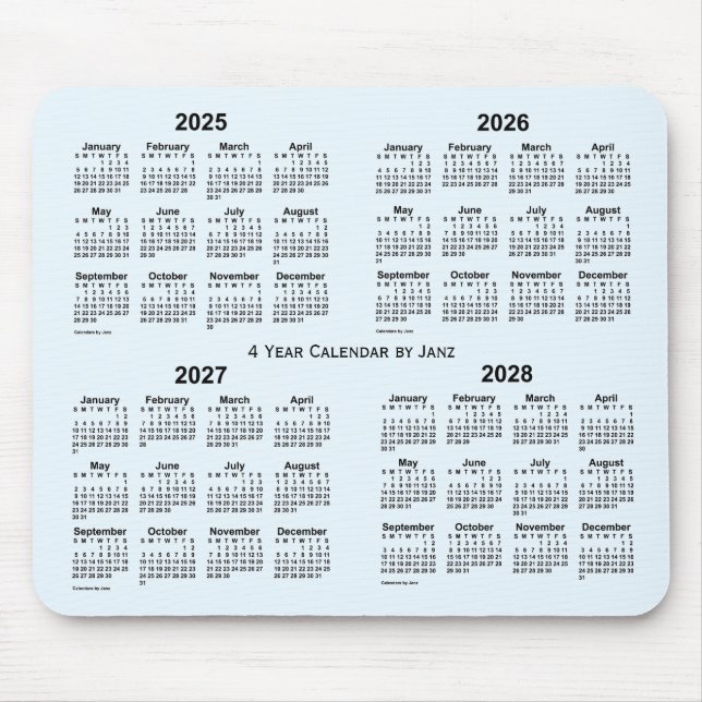 2025-2028 Alice Blue 4 Year Calendar by Janz Mouse Pad (Front)