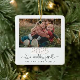 2025 A wonderful year type script photo  Ceramic Ornament