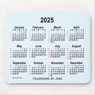 2025 Alice Blue 52 Weeks Calendar by Janz Mouse Pad