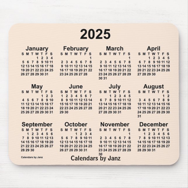 2025 Antique White Calendar by Janz Mouse Pad (Front)