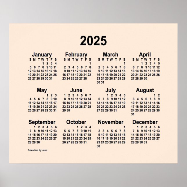 2025 Antique White Calendar by Janz Print (Front)