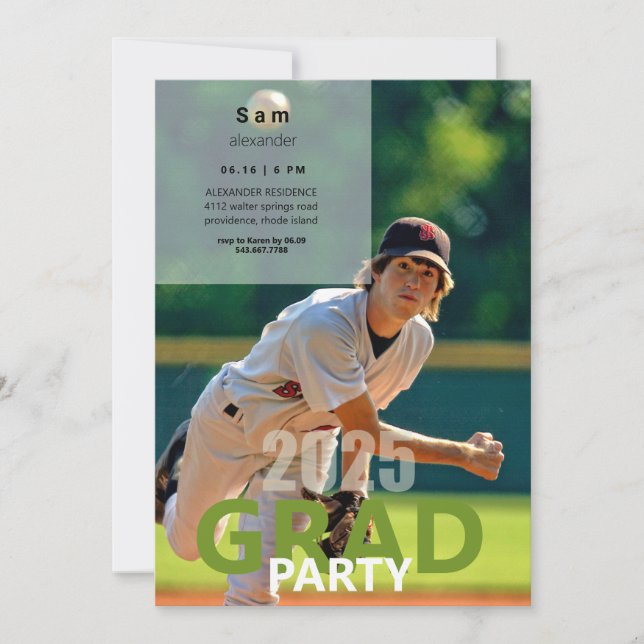2025 Baseball Photo Graduation Party  Invitation (Front)