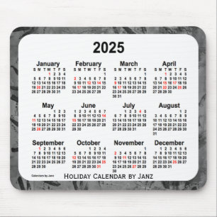 2025 Black Holiday Art Calendar by Janz Mouse Pad
