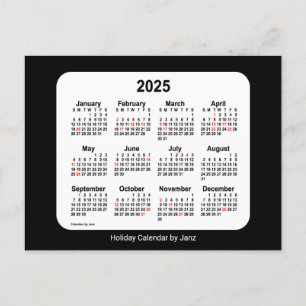 2025 Black Holiday Mini Calendar by Janz Postcard