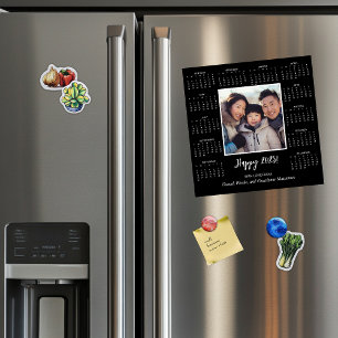 2025 Black Magnetic Photo Calendar Holiday Card