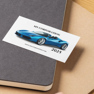 2025 Blue Sport Car Pocket Calendar Business Card