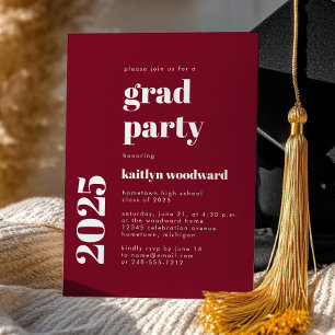 2025 Bold Typography Burgundy Graduation Party Invitation