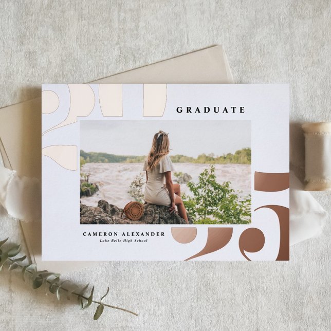 2025 Bold Typography Photo Graduation Rose Gold (Personalized 2025 photo graduation invitation in rose gold foil - available in other colors,)