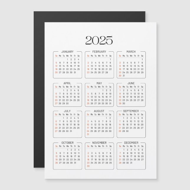 2025 Calendar (Front/Back)