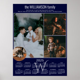 2025 Calendar 4 Photo Collage Family Keepsake Poster