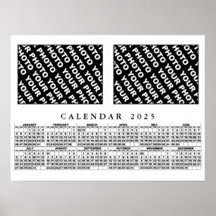 2025 Calendar Add 2 Photos Poster 24x18in
