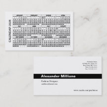 2025 Calendar Business Card horizontal White