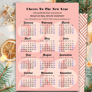2025 Calendar Business Elegant Pink Minimalist Holiday Card