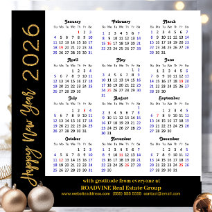 2025 Calendar Business Gold Glitter Modern Black Holiday Card
