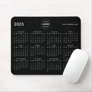 2025 Calendar Business Logo Black Mouse Pad