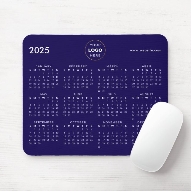  2025 Calendar Business Logo Blue Mouse Pad (With Mouse)