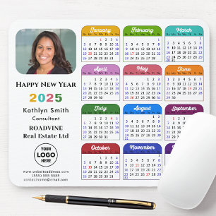 2025 Calendar Business Logo Minimalist Colourful Mouse Pad
