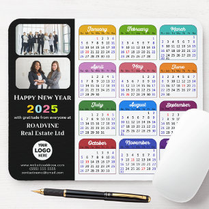 2025 Calendar Business Logo Modern Black Colourful Mouse Pad