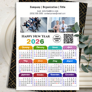 2025 Calendar Business Logo QR code Modern Colour Holiday Card