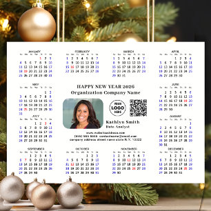 2025 Calendar Business Logo QR Modern Black Simple