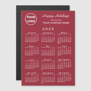 2025 Calendar Business Logo Red Holiday Magnet
