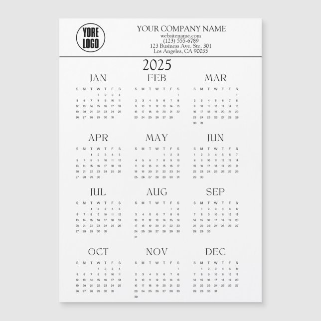 2025 Calendar Business Logo Text | Any background  (Front)