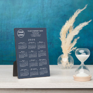 2025 Calendar Business Logo Text Navy Blue Desktop Plaque